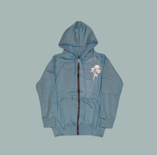 Women's Rain & Bloom Zip-Up Hoodie - Light Blue