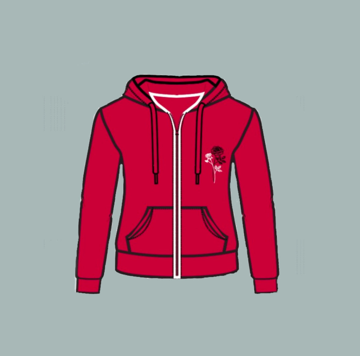 Women's Rain & Bloom Zip-Up Hoodie - Red